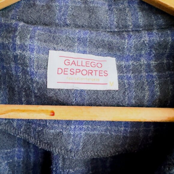 Gallego Desportes Blue Grey Plaid Red Cross Long Shirt Dress M - Picture 4 of 7